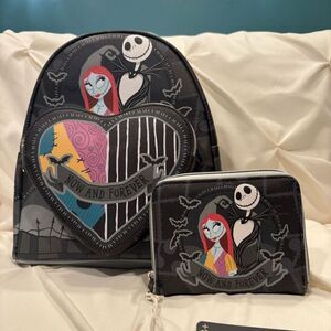 Loungefly X Nightmare Before Christmas Love Backpack & Zip Wallet Set NWT